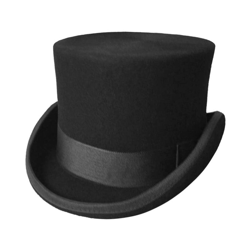 GEMVIE Men's 100% Wool Top Hat Satin Lined Party Dress Hats Derby Black Hat - Image 1